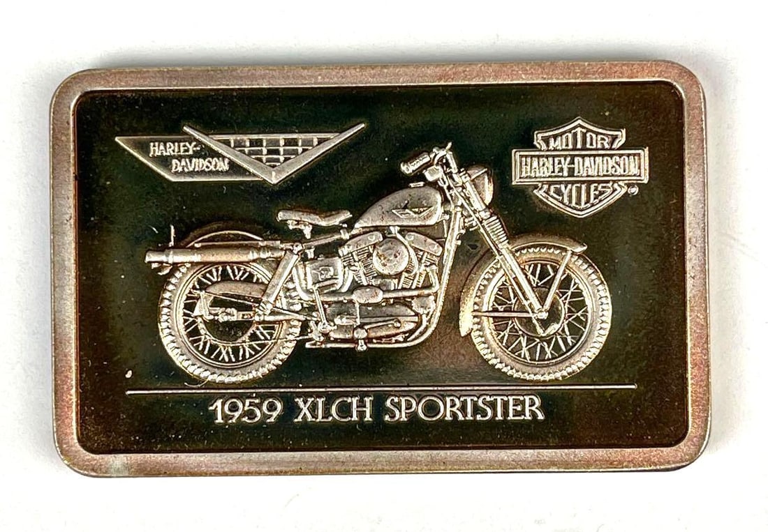 1992 Harley Davidson 1959 XLCH Sportster 1.37 oz .999 Fine Silver Ingot/ Bar: 1992 Harley Davidson 1959 XLCH Sportster 1.37 oz .999 Fine Silver Ingot/ Bar