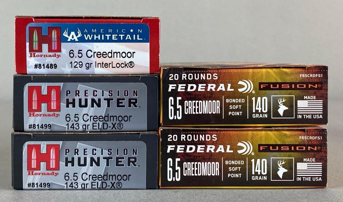 100 Rounds of 6.5 Creedmoor Ammunition: Includes 100 rounds consisting of Hornady and federal