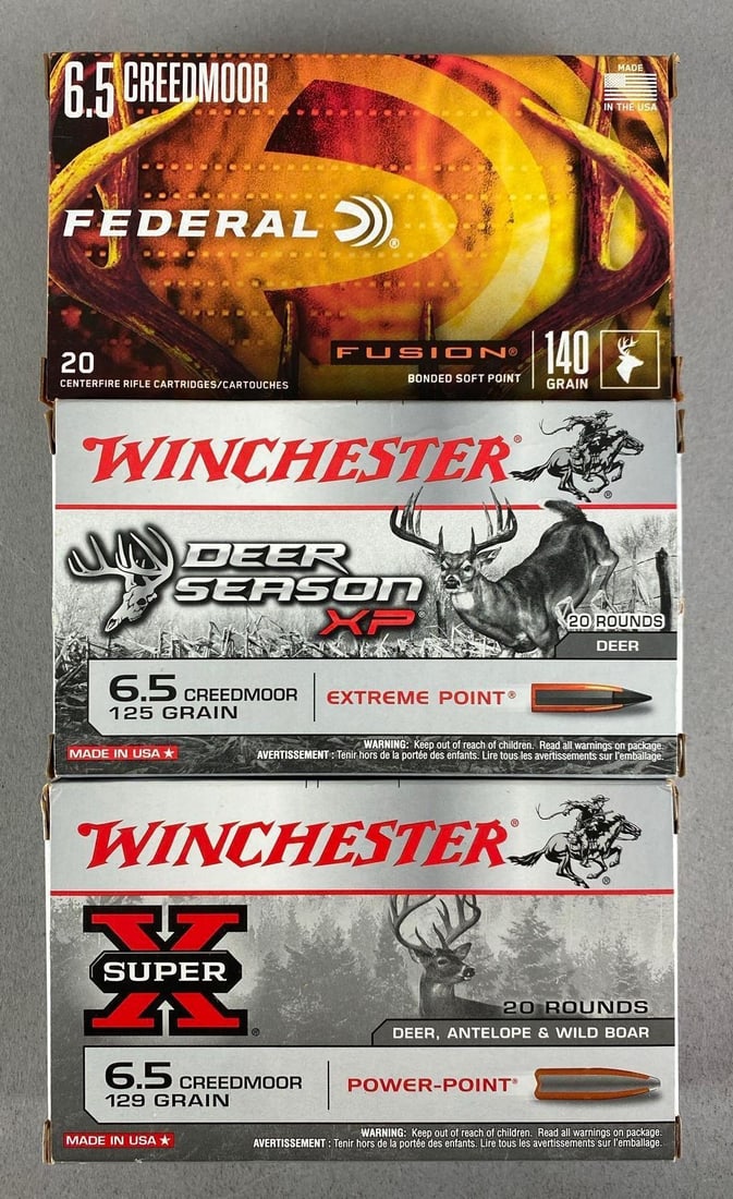 60 Rounds of 6.5 Creedmoor Ammunition: Includes 60 rounds consisting of Winchester and federal