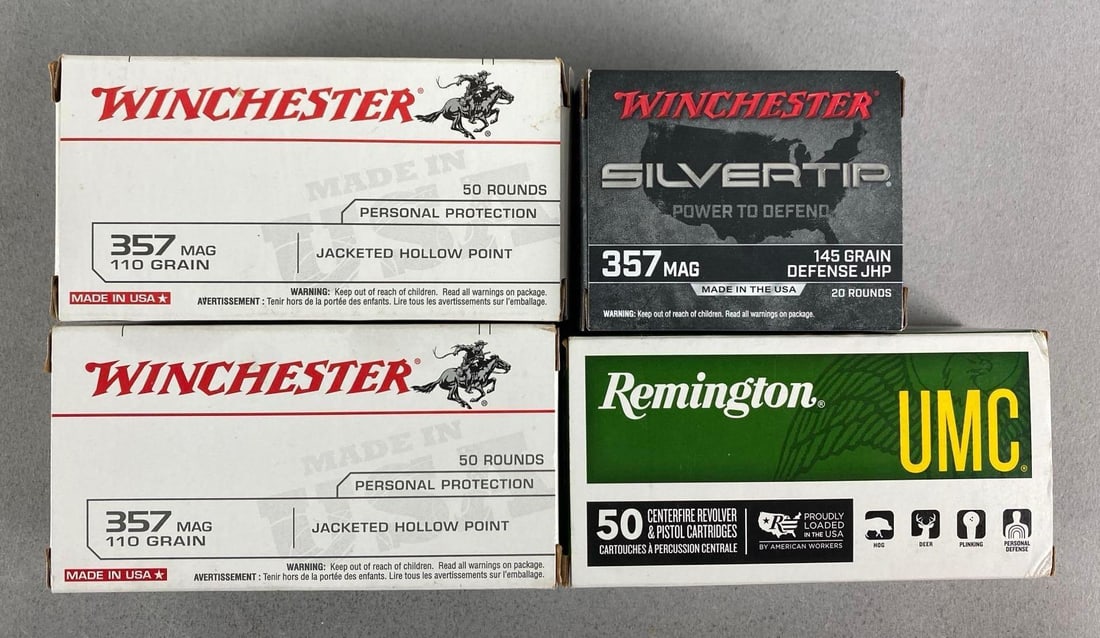 170 Rounds of .357 Magnum Ammunition: Includes Remington UMC, Winchester silver tip and hallowpoint