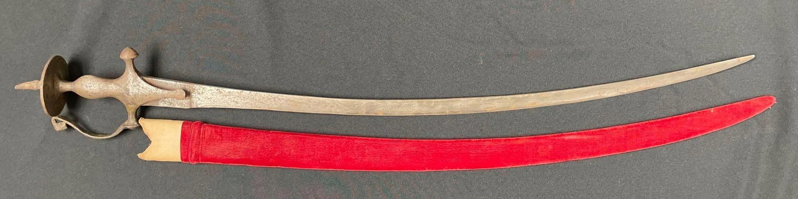 Vintage Indian Talwar Sword and Scabbard: Unmarked, 36" overall