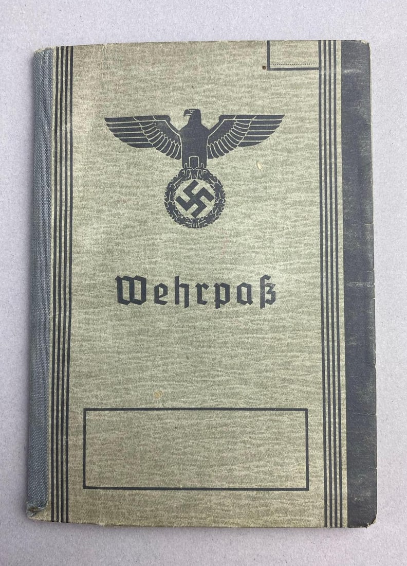 WW2 1943 German Wherpass Military Service Record Book: Measures L 6 x W 4 inches.