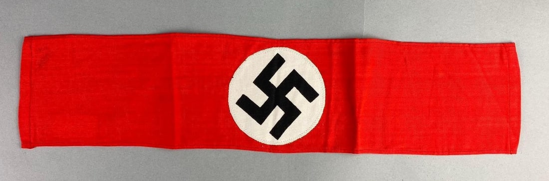 WW2 German RZM NSDAP Armband: Unissued due to being unsewn at ends.has RZM tag. Measures L 18 x W 4 inches