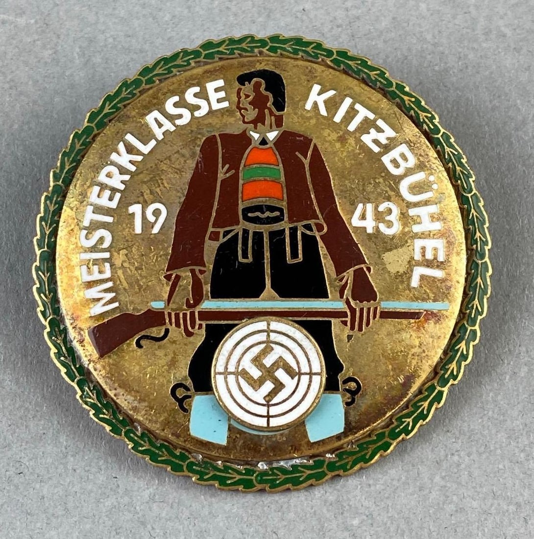 WW2 1943 Austrian Master Class Shooting Badge: Mfg by GES. GESCH. Measures 2” in diameter.