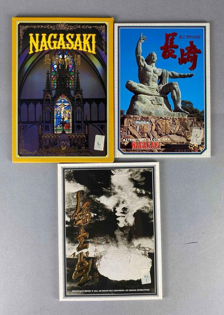 Group of 20+ Vintage Nagasaki Japan Post Cards: Includes Nagasaki Atomic Bomb Aftermath, famous spots, and more. Largest card measure L 6 x W 5 inches.