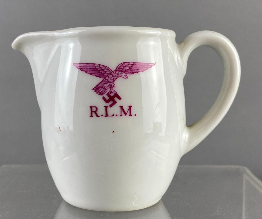 WW2 German Luftwaffe R.L.M. Porcelain Creamer: Measure 2” tall.
