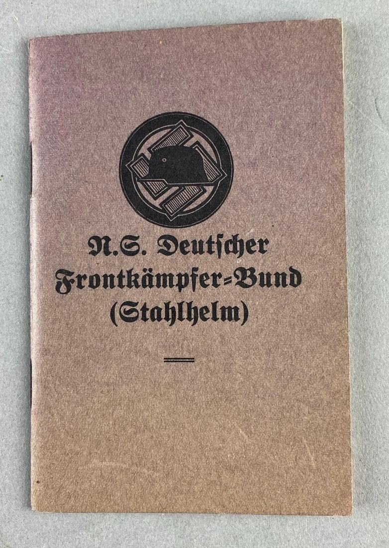 1934 N. S. German Front Line Fighter League Identification Card: Measure L 5 1/2 x W 3 1/2 inches.