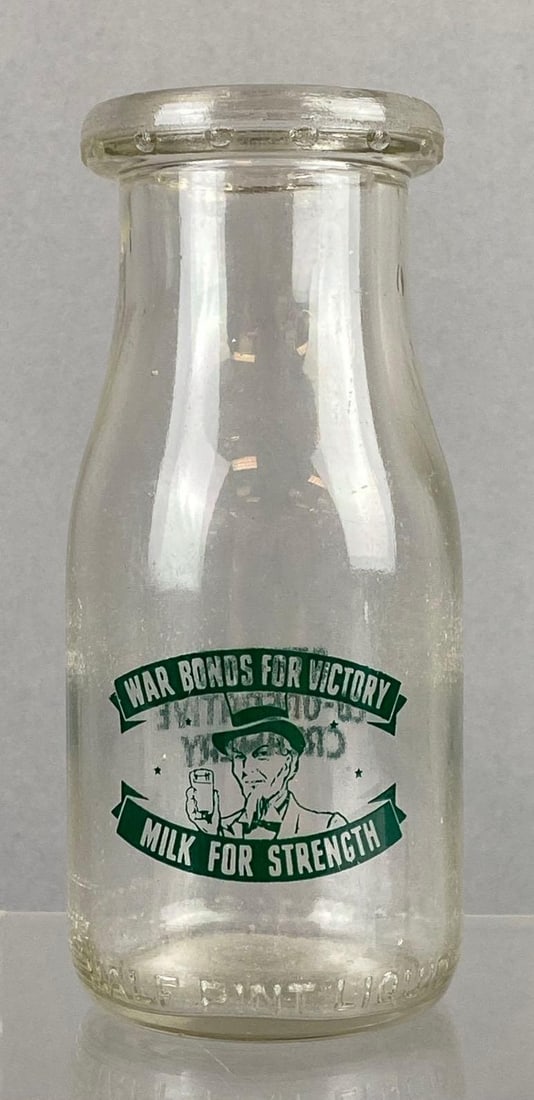 WW2 “War Bonds For Victory?? Patriotic Pint Milk Bottle (1 of 2)