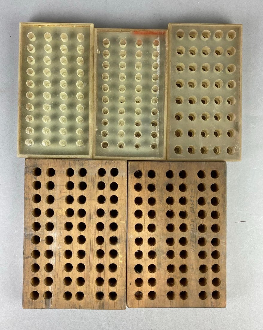 Group of Assorted Reloading Blocks: Largest measures for L 8 1/2 x W 6 inches.
