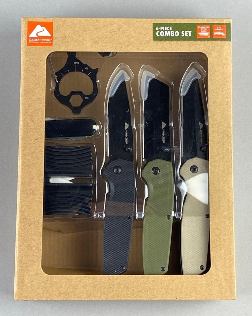 Ozark Trails 6 Piece Combo Set: Like new in original packaging. Measure L 9 1/2 x W 7 inches.