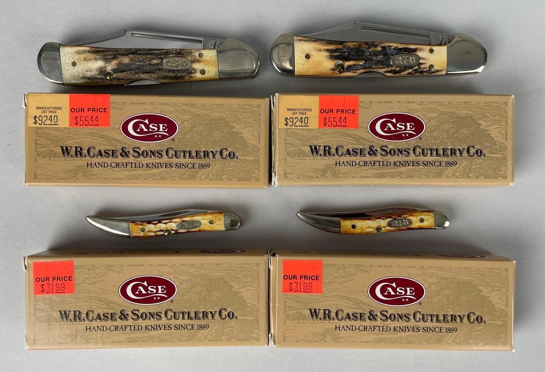Group of Case Stag Handle Folding Knives (1 of 2)
