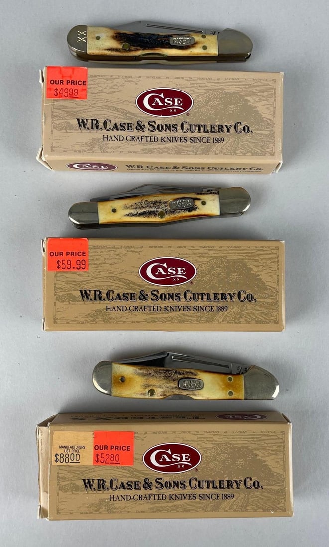 Group of Case Stag Handle Folding Knives (1 of 2)