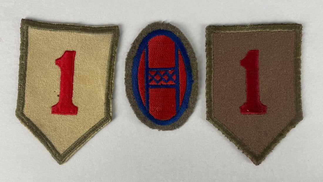 Group of WW2 U.S. Army Infantry Theater-Made Patches: Includes 1st infantry big red one, 30th old hickory