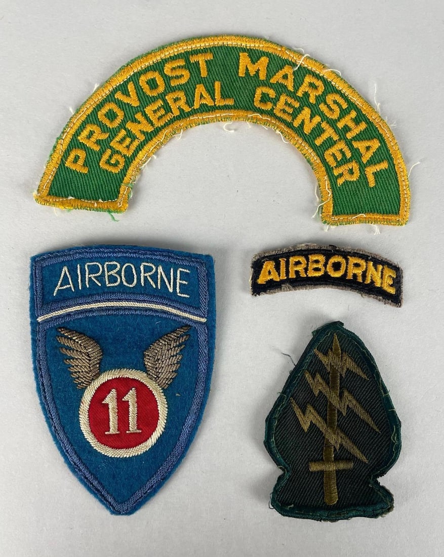 Group of WW2 U.S. Army Patches: Includes 11th airborne, special forces subdued, provost marshal tab