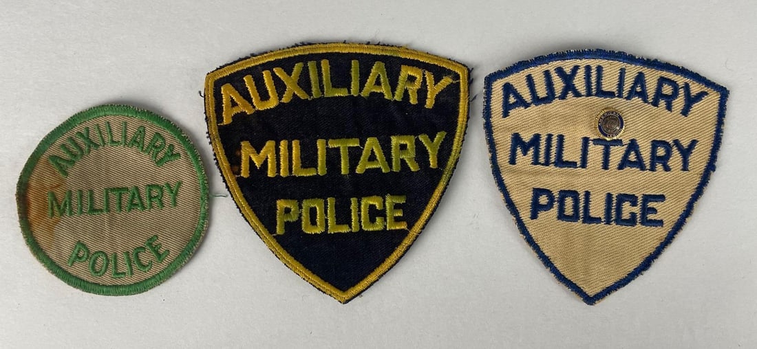 Group of WW2 U.S. Auxiliary Military Police Patches: Includes American legion pin