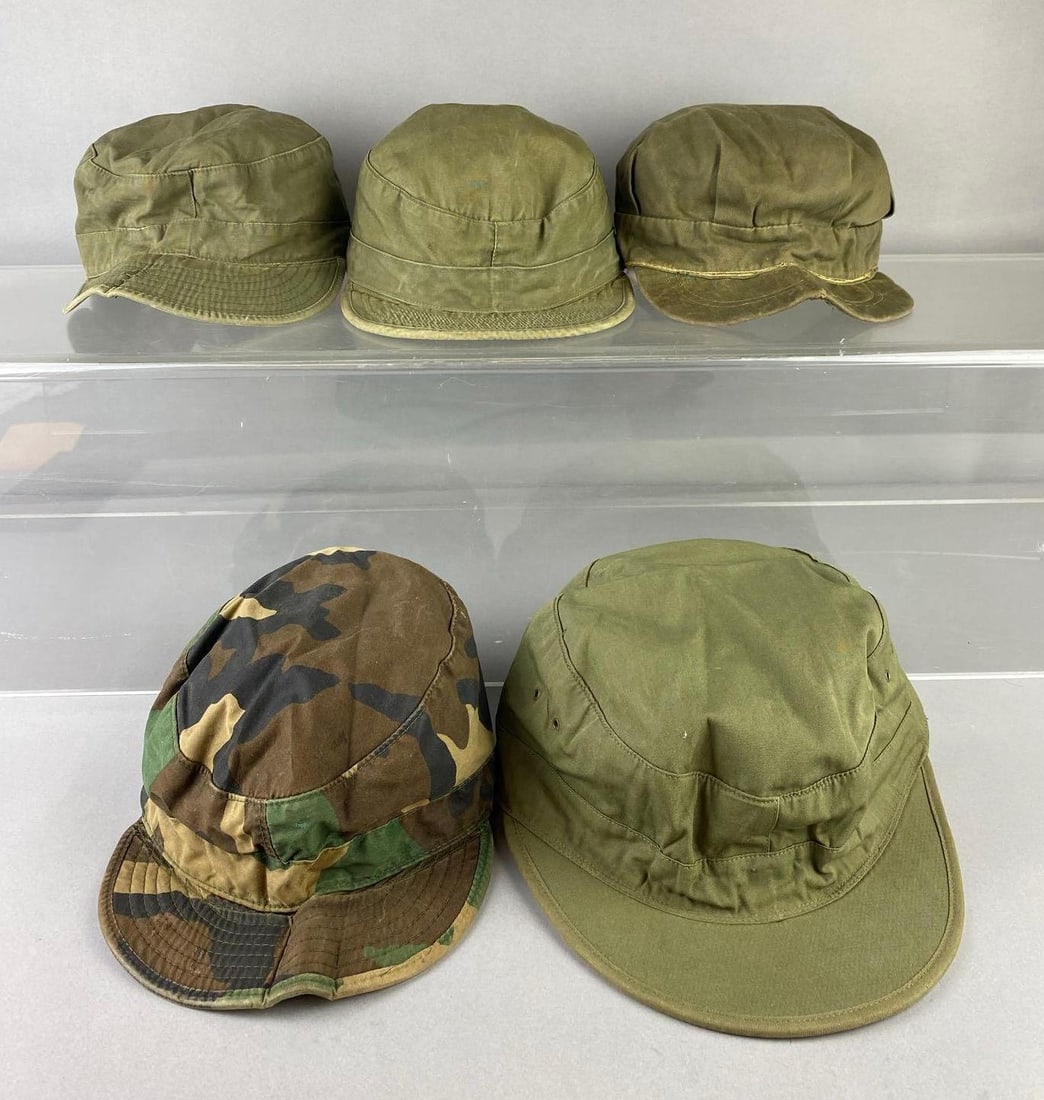 Group of Assorted US Military Field Caps: Most Size 7” stand not included.