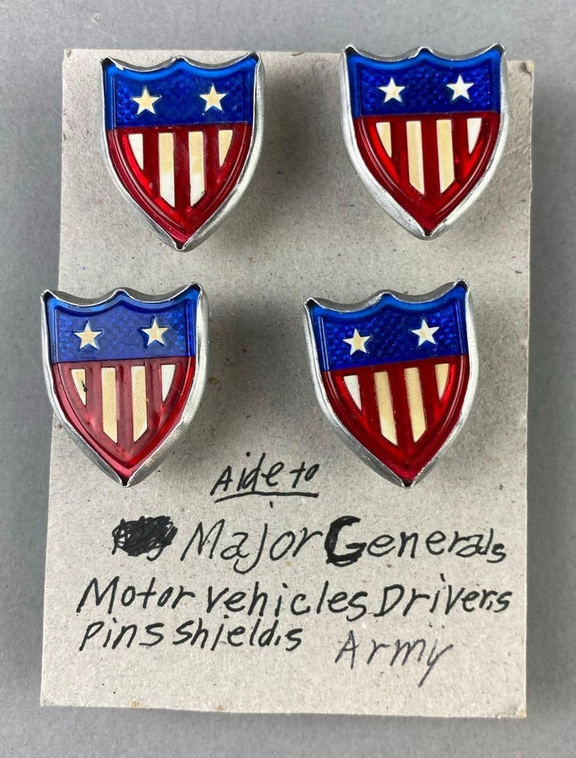 Group of 4 Major Generals Motor Vehicles Driver Pins (1 of 2)