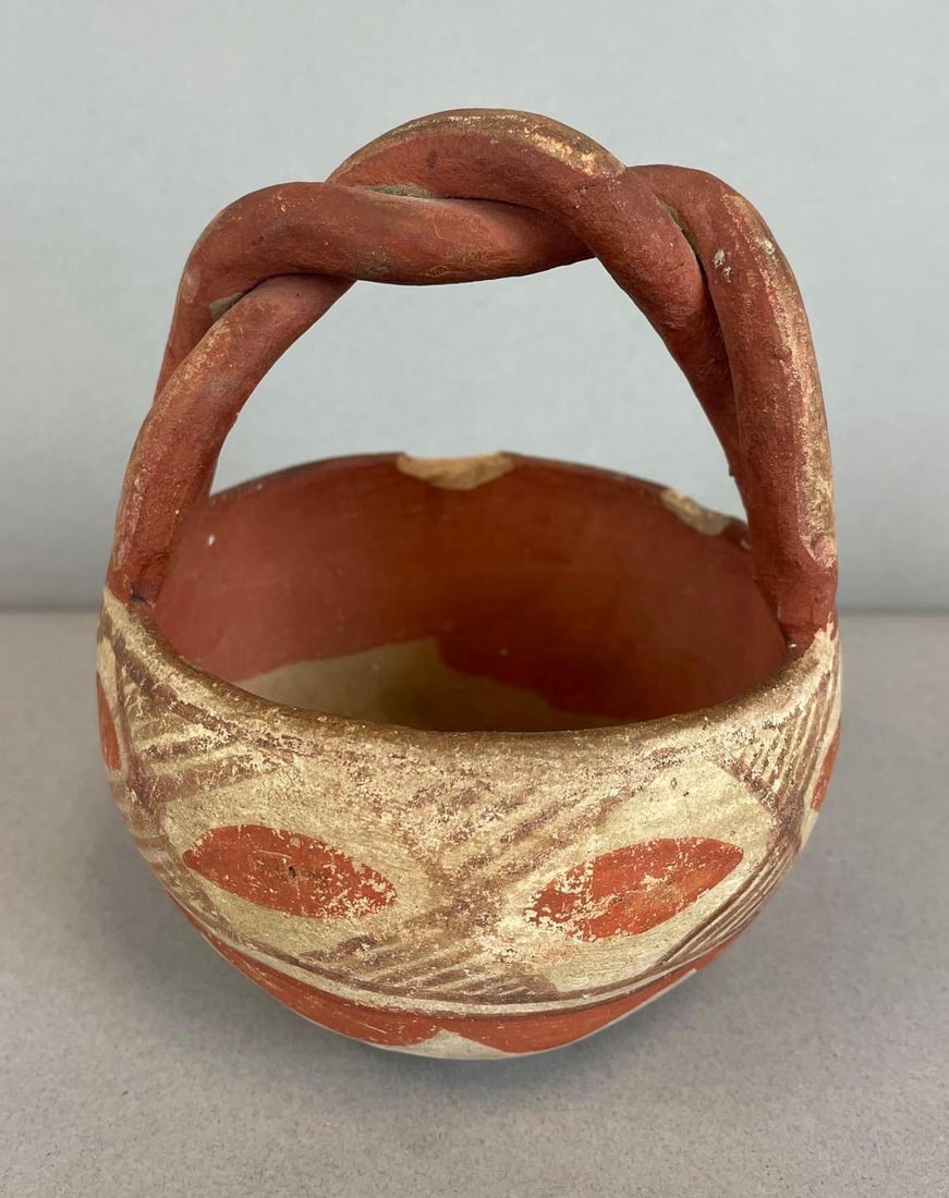 Vintage Native American Isleta Pueblo Polychrome Pottery Basket (1 of 5)