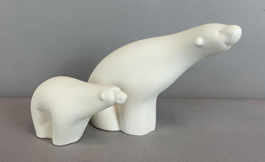 Pair of Ceramic Polar Bear Figurines (1 of 3)