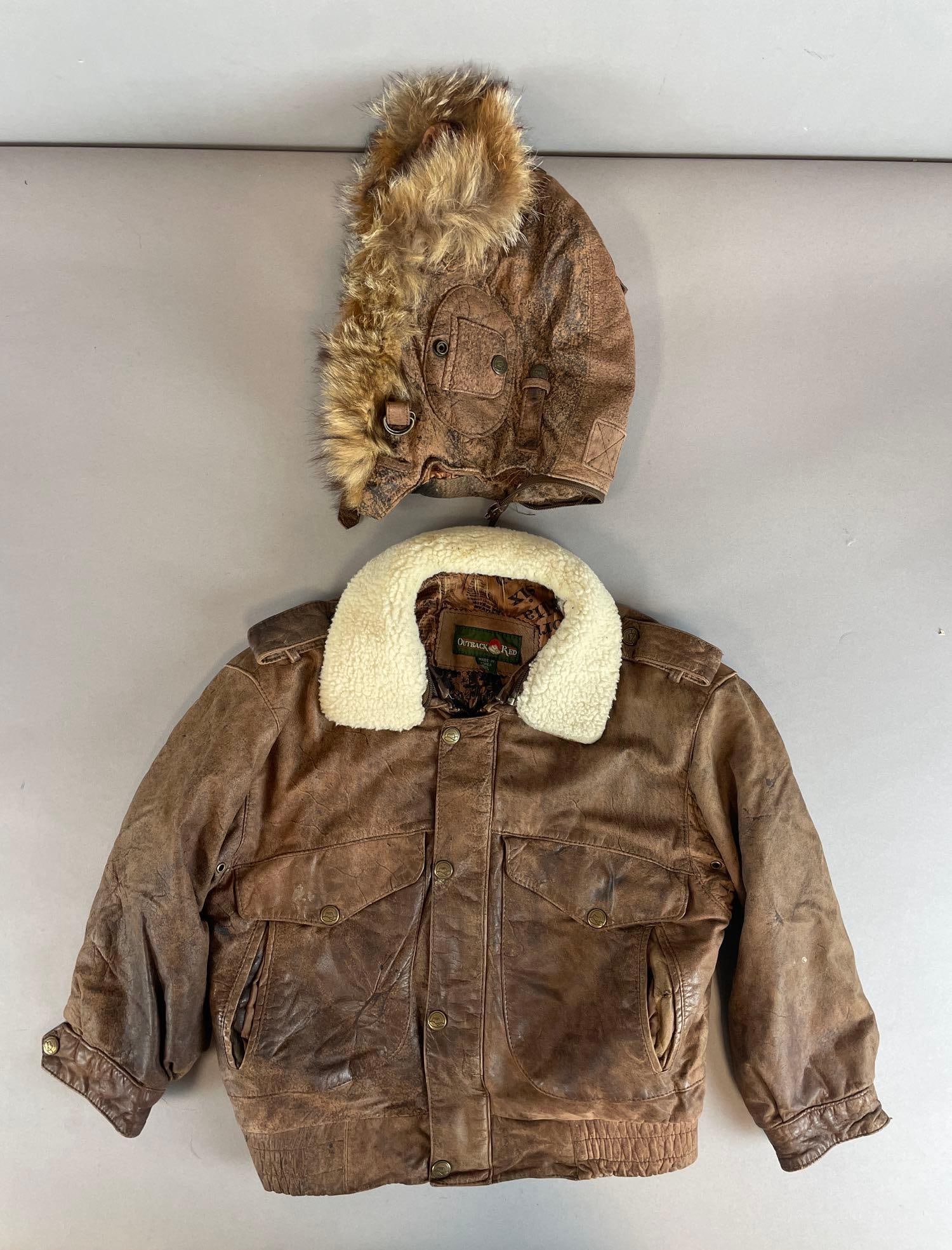 Outback Red Children's Leather Coat and Matching Winter Hat (1 of 3)