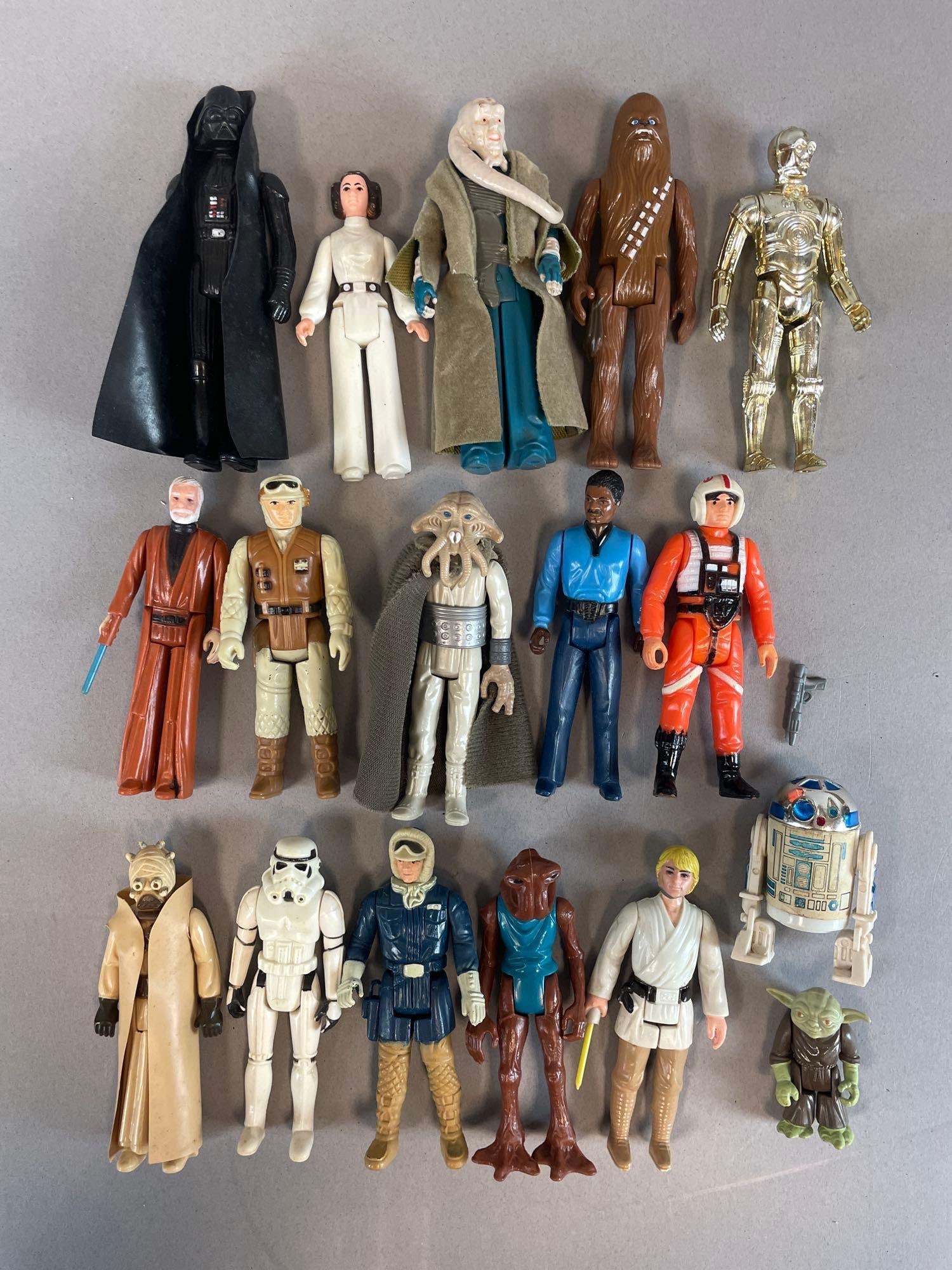 Group of 1980s Kenner Star Wars Action Figures: Includes Darth Vader, Yoda, Chewbacca, repaired Luke Skywalker