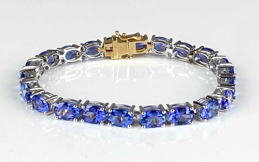 Tanzanite 14K Yellow Gold Sterling Silver Iolite Bracelet (1 of 6)