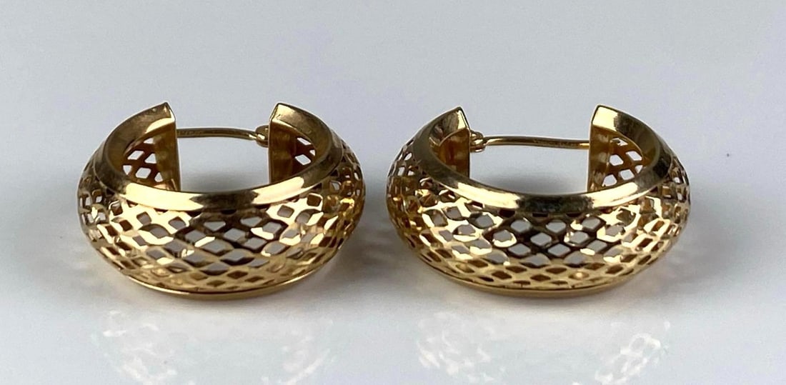 Pair of Israeli 14K Yellow Gold Hoop Earrings (1 of 2)