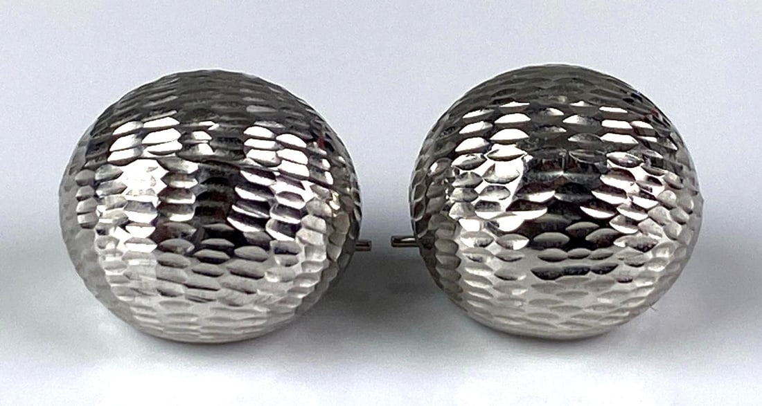 Pair of JCM Signed 14K White Gold Earrings: Total weight of 1.7 grams, each measures 1/2? H x 1/2? W