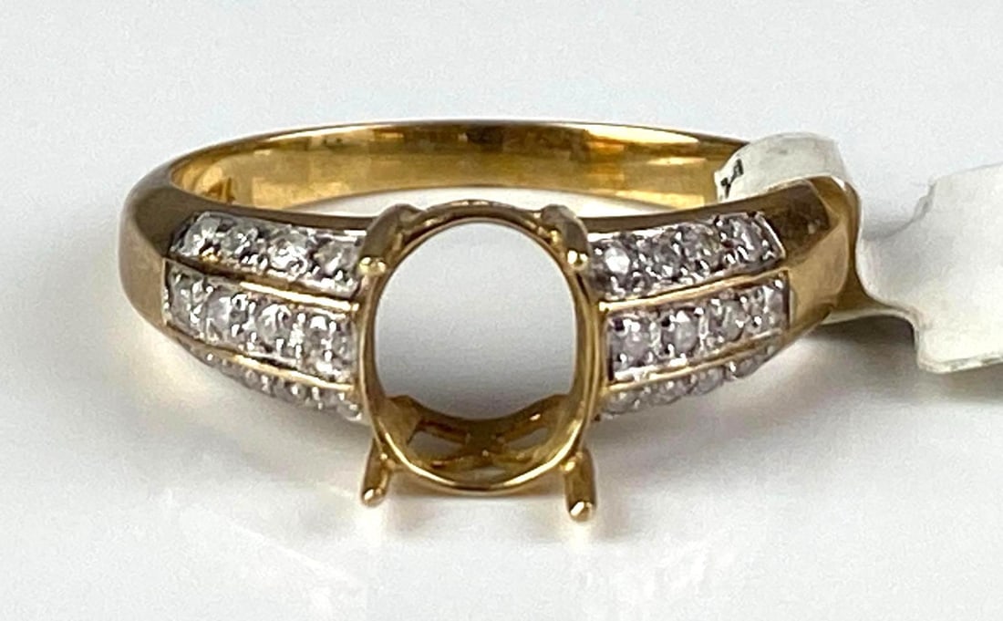 Signed Thai 10K Yellow Gold Diamond Ring (1 of 5)