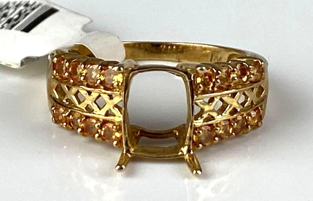 DV Signed 10K Yellow Gold Citrine a Ring (1 of 5)