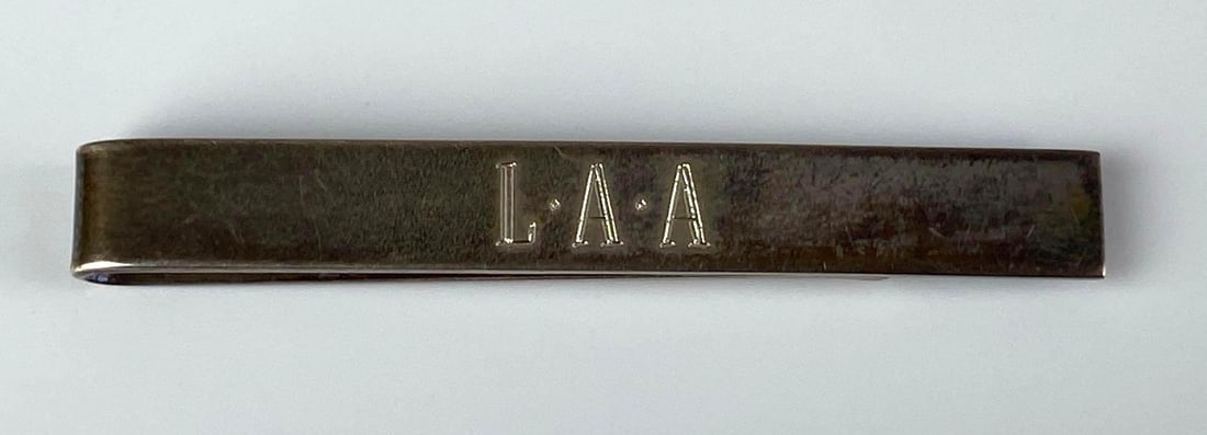 Tiffany and Co. Sterling Silver Tie Clip: Inscribed L.A.A., measures 2? W