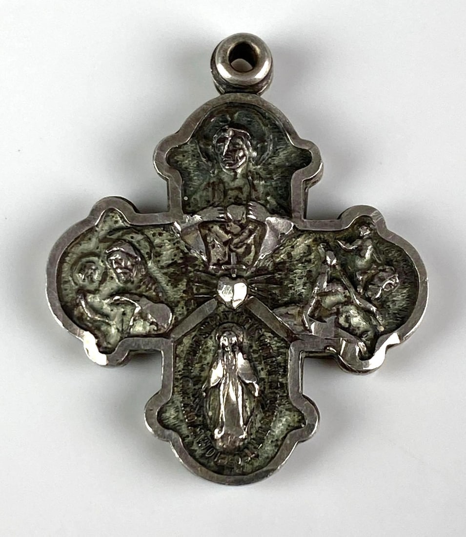 Creed Sterling Silver 4 Way Cross Locket Pendant: Measures 1 1/4? H x 1? W