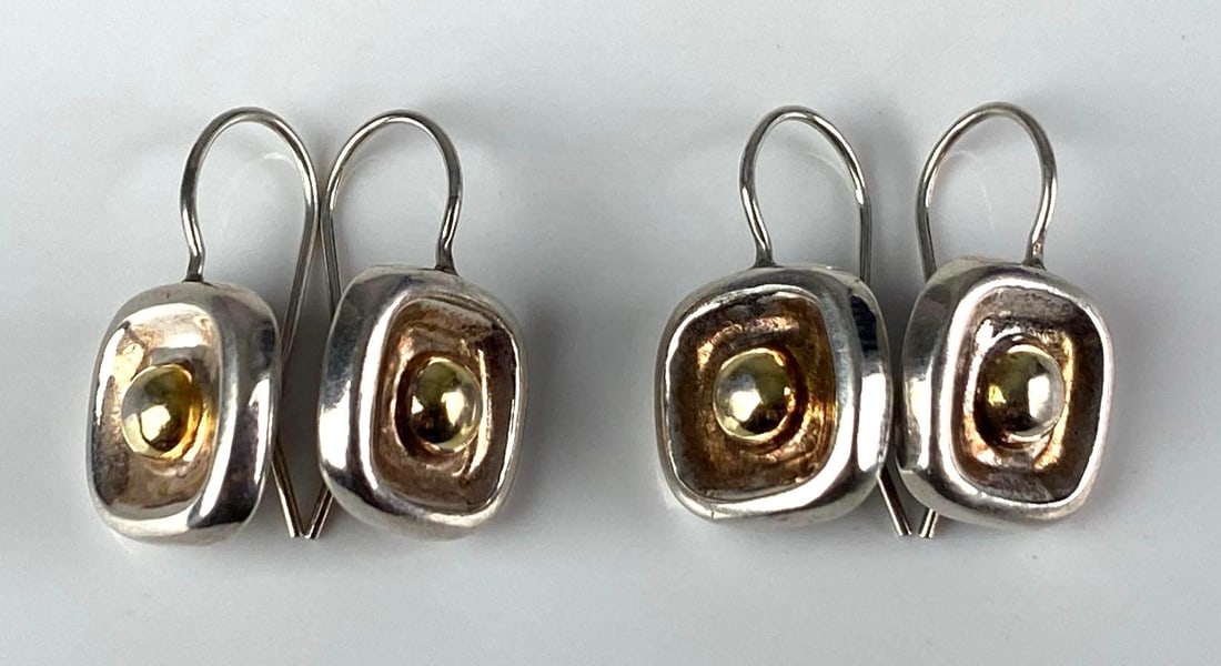 2 Pairs of Signed Sterling Silver Earrings: Each measures 1? H x 1/2? W