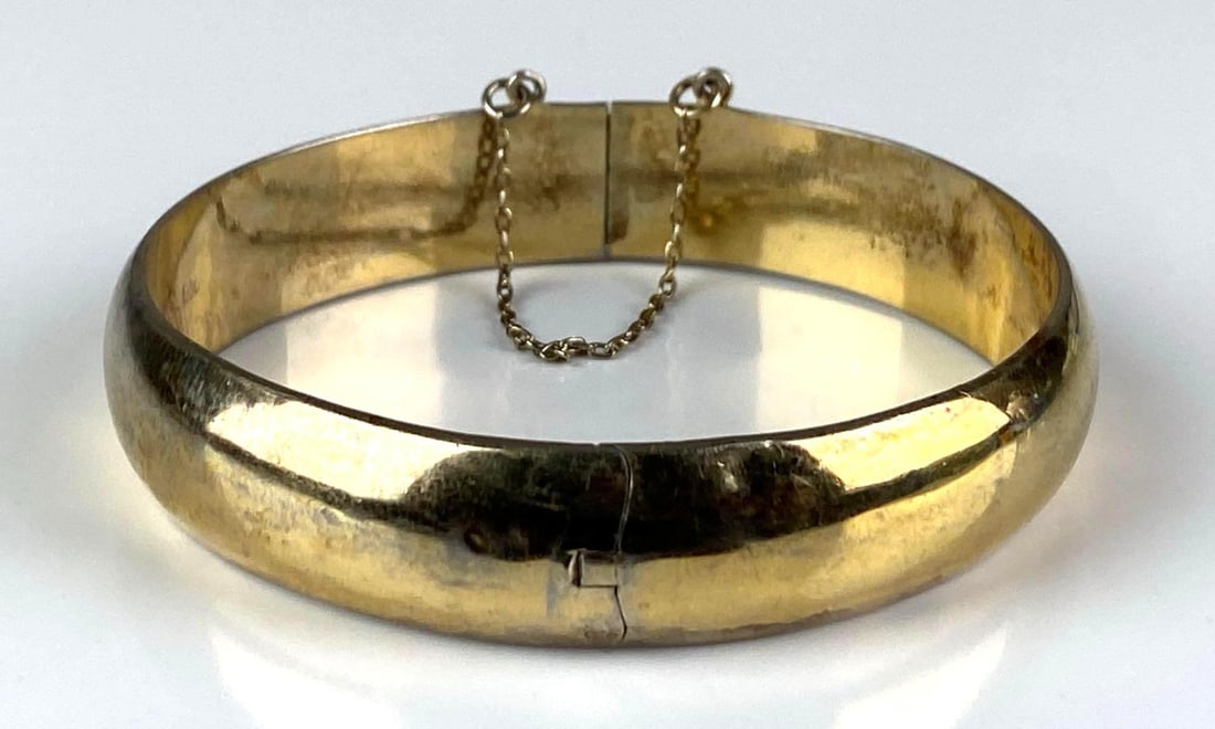 Sterling Silver Gold Plated Cuff Bracelet: Sterling Silver Gold Plated Cuff Bracelet, Inner circumference measures 7 1/2? with a 2 inch opening