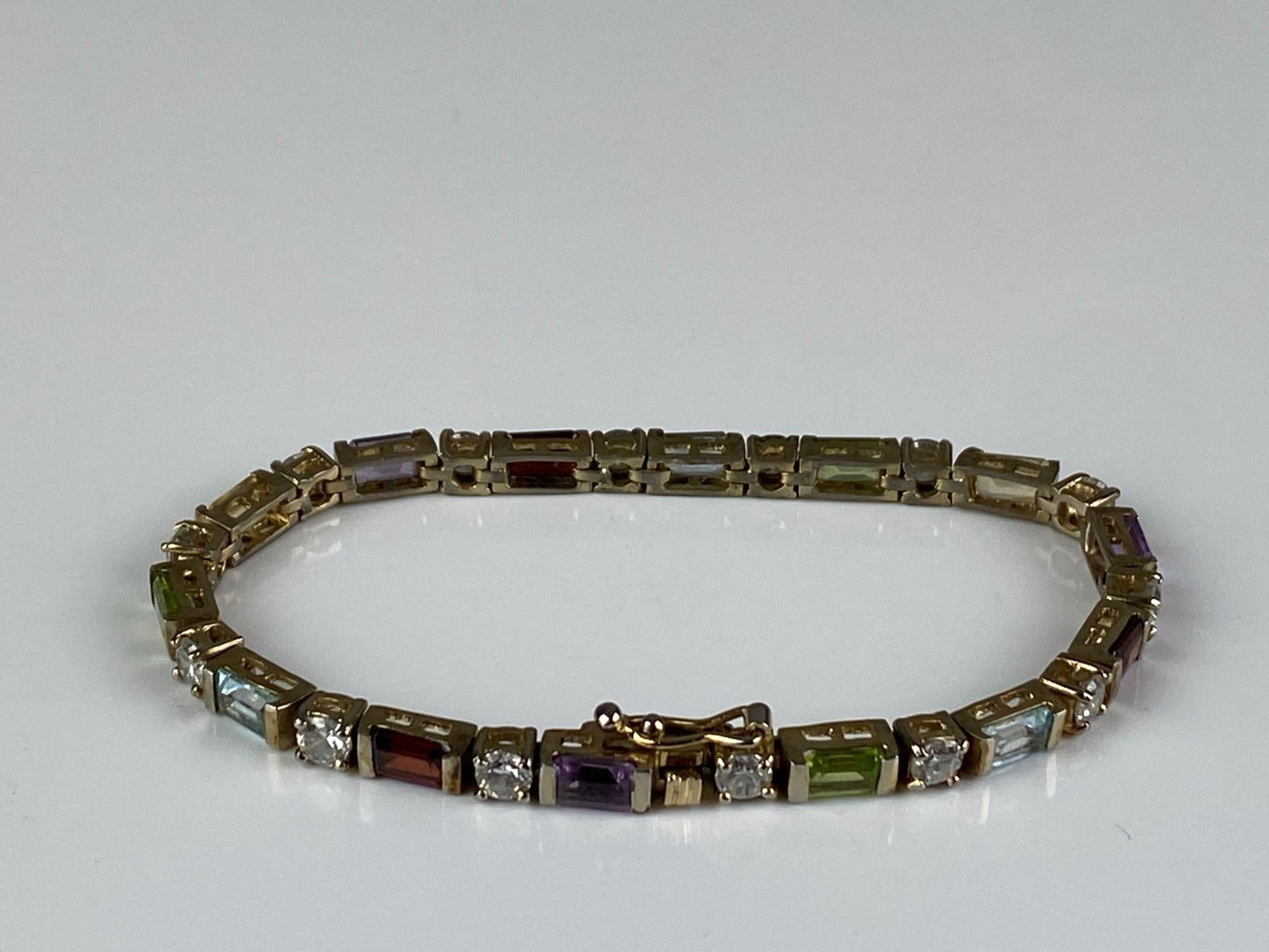 FAS Signed Sterling Silver Multi-Gem Bracelet - 2