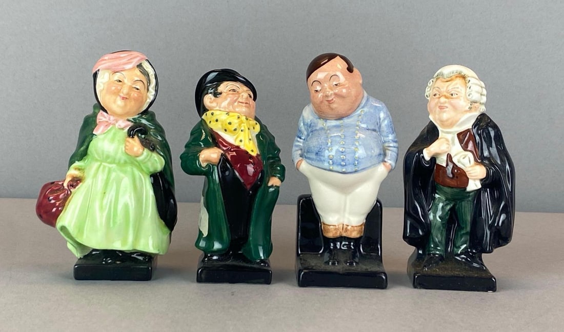 Group of 4 Vintage Royal Dolton Character Figurines: All marked on base, includes Tony Weller, Fat Boy, buzfuz and Sairey Gamp, tallest measures 4 1/4? H
