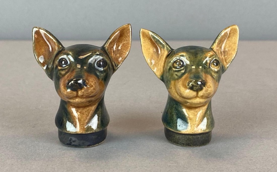 Rare Pair of Vintage Rosemeade Chihuahua Pottery Salt and Pepper Shakers (1 of 3)