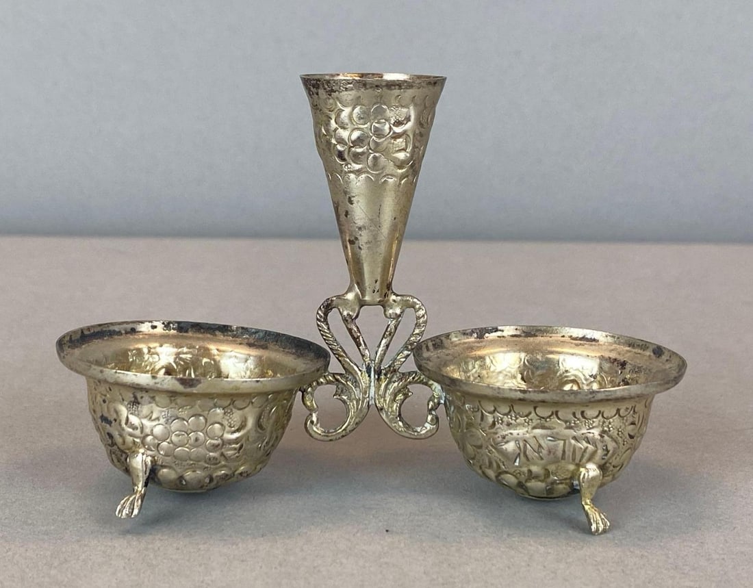 Antique Lorfim Embossed Silver Tikadani: Antique Lorfim Embossed Silver Tikadani Marked on base, measures 2 3/4? H x 4 1/4? W x 2? D