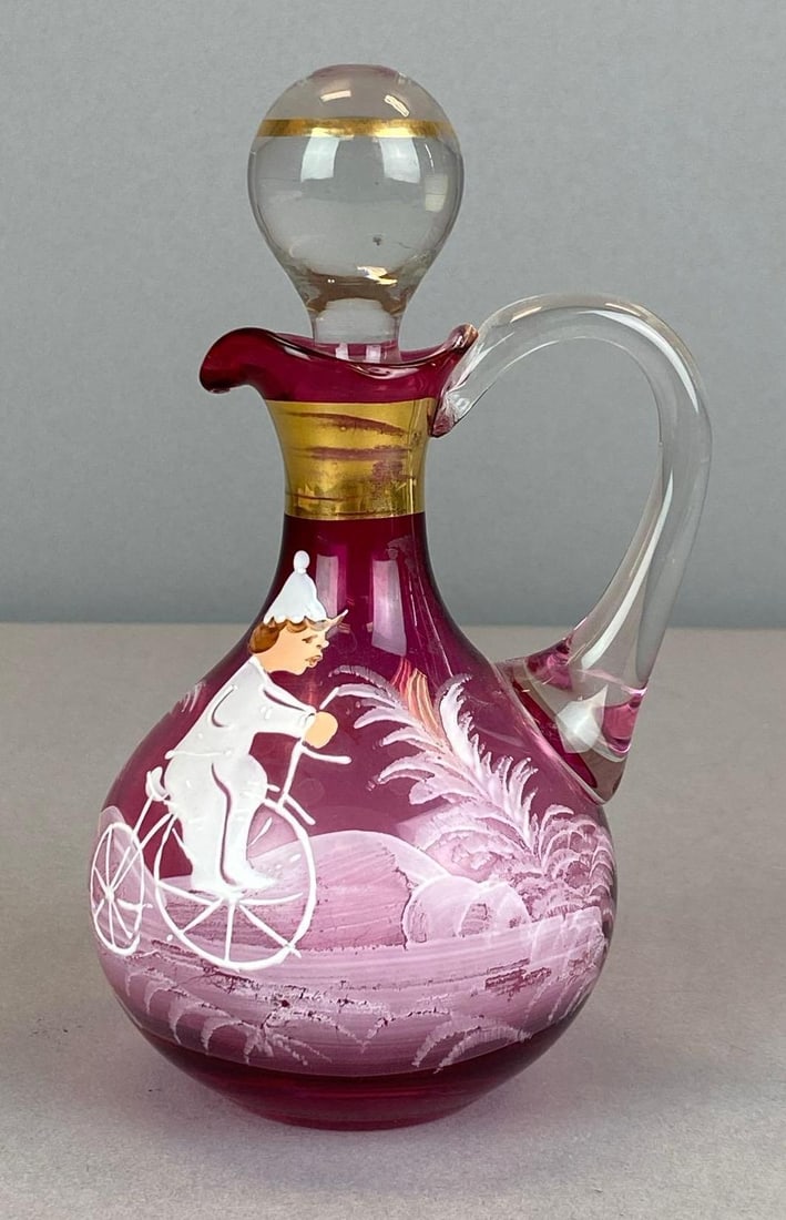 Antique Mary Gregory Cranberry Art Glass Cruet (1 of 6)
