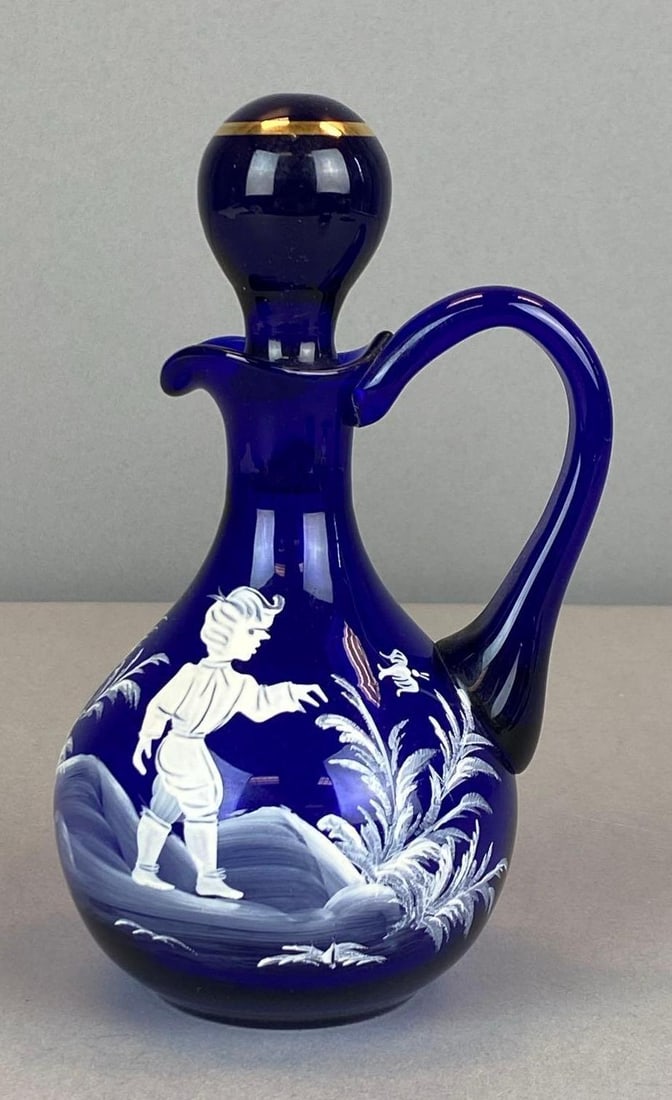 Antique Mary Gregory Cobalt Art Glass Cruet (1 of 6)
