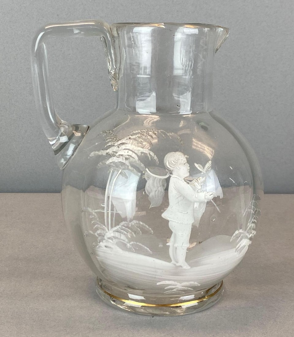 Antique Mary Gregory Clear Paneled Glass Pitcher (1 of 4)
