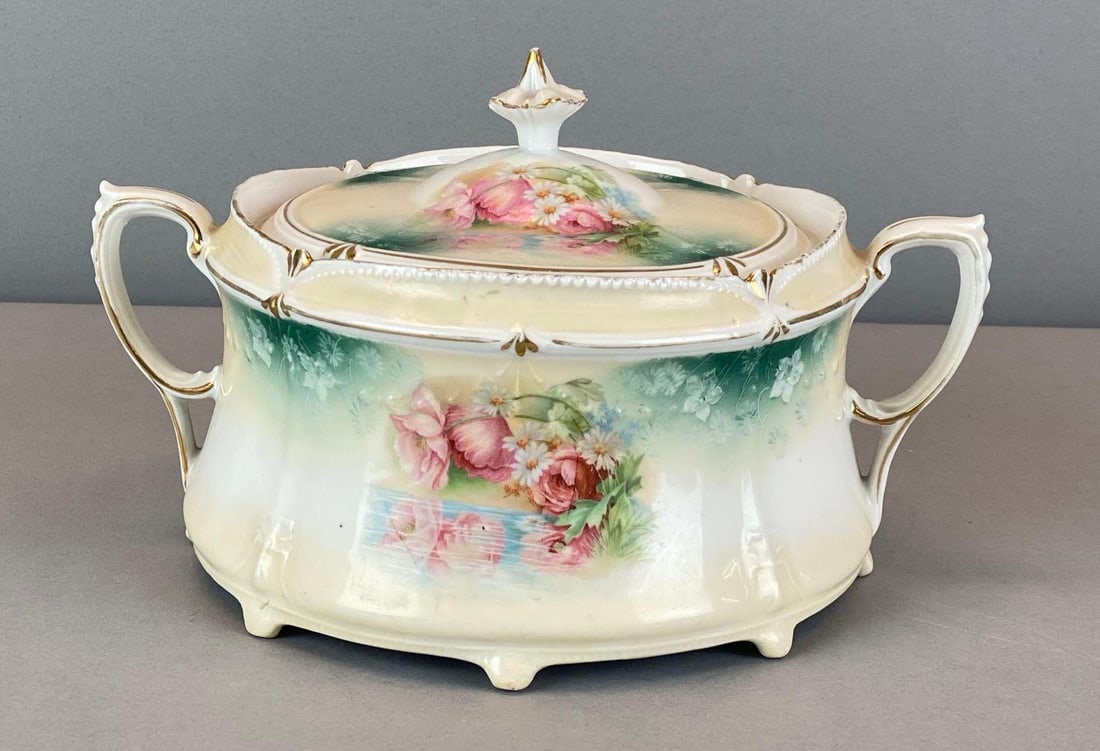 Antique RS Prussia Art Nouveau Floral Motif Porcelain Jar (1 of 5)