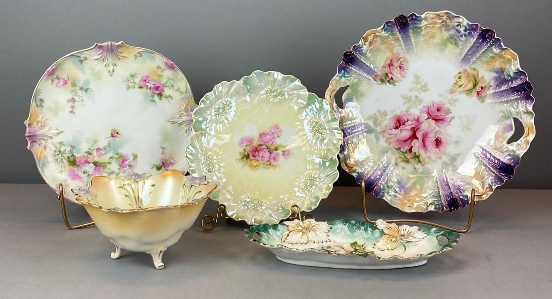 Group of Antique RS Prussia Floral Porcelain Items (1 of 4)
