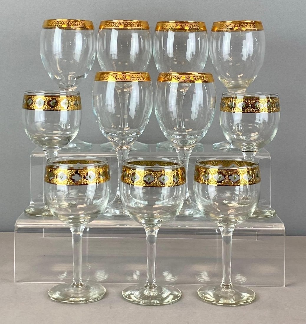 Group of Glass Stemware: Includes 2 different sets, largest measures 7? H