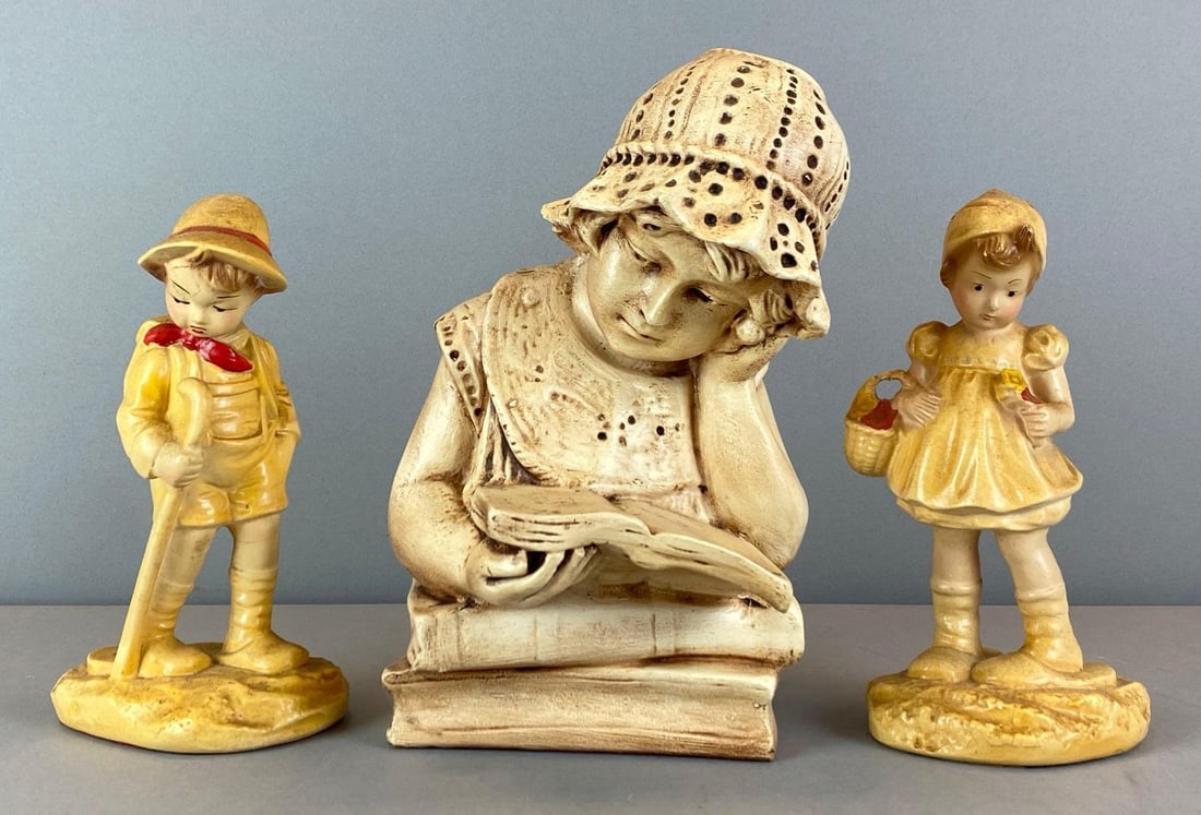 Group of 3 Vintage Figural Child Figurines: Group of 3 Vintage Figural Child Figurines Largest measures 10 1/2? H x 7? W x 7? d