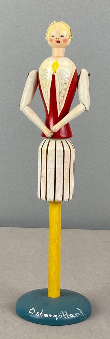 Ostergotland Sweden Folk Art Wood Figurine Napkin Holder: measures 10 1/4? H