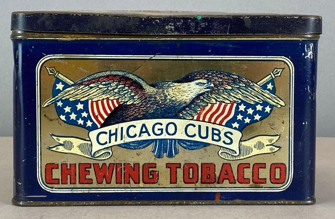 Antique Chicago Cubs Chewing Tobacco 3 Ib Metal Advertising Tin (1 of 6)