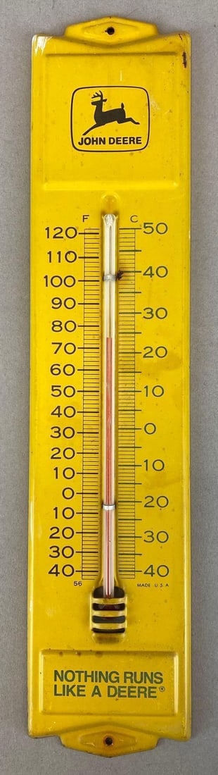 Vintage John Deere Nothing Runs Like A Deere Metal Advertising Thermometer (1 of 2)