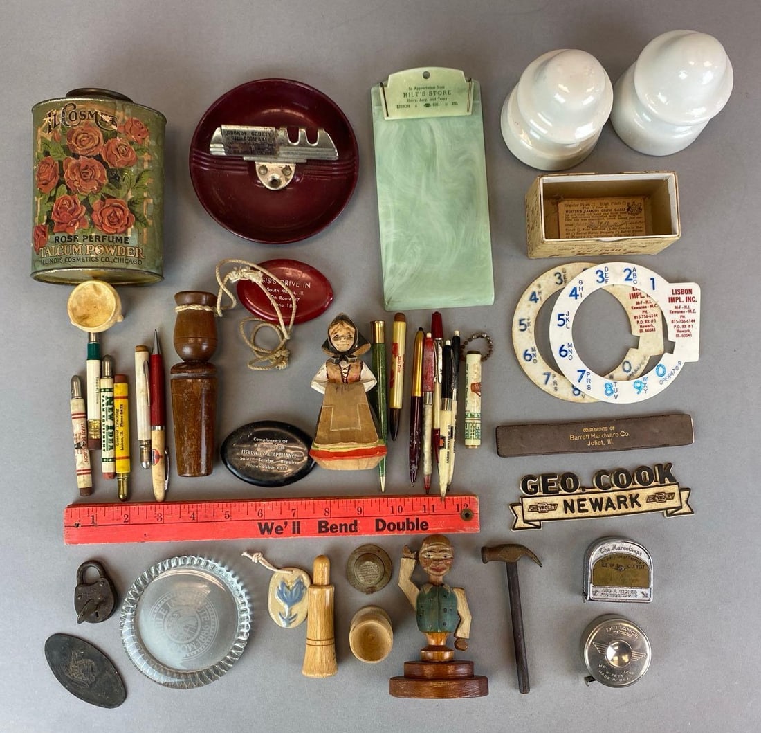 Group of Assorted Advertising Items: Includes rulers, bullet pencils, coin pouches and more