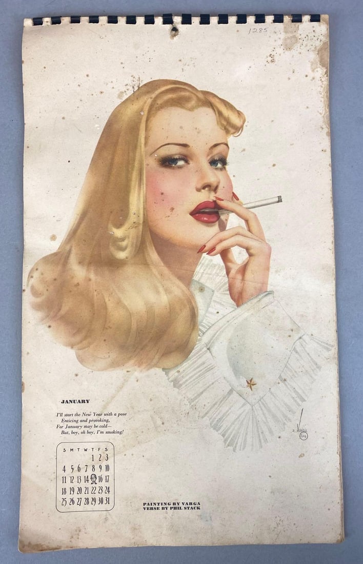 Vintage Varga Pin-Up Calendar: Missing October and December, Measures 14? H x 8 1/4? W